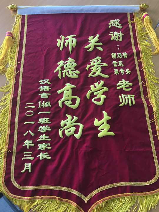 关爱学生 师德高尚 语言文化学院学生家长为辅导员老师送锦旗